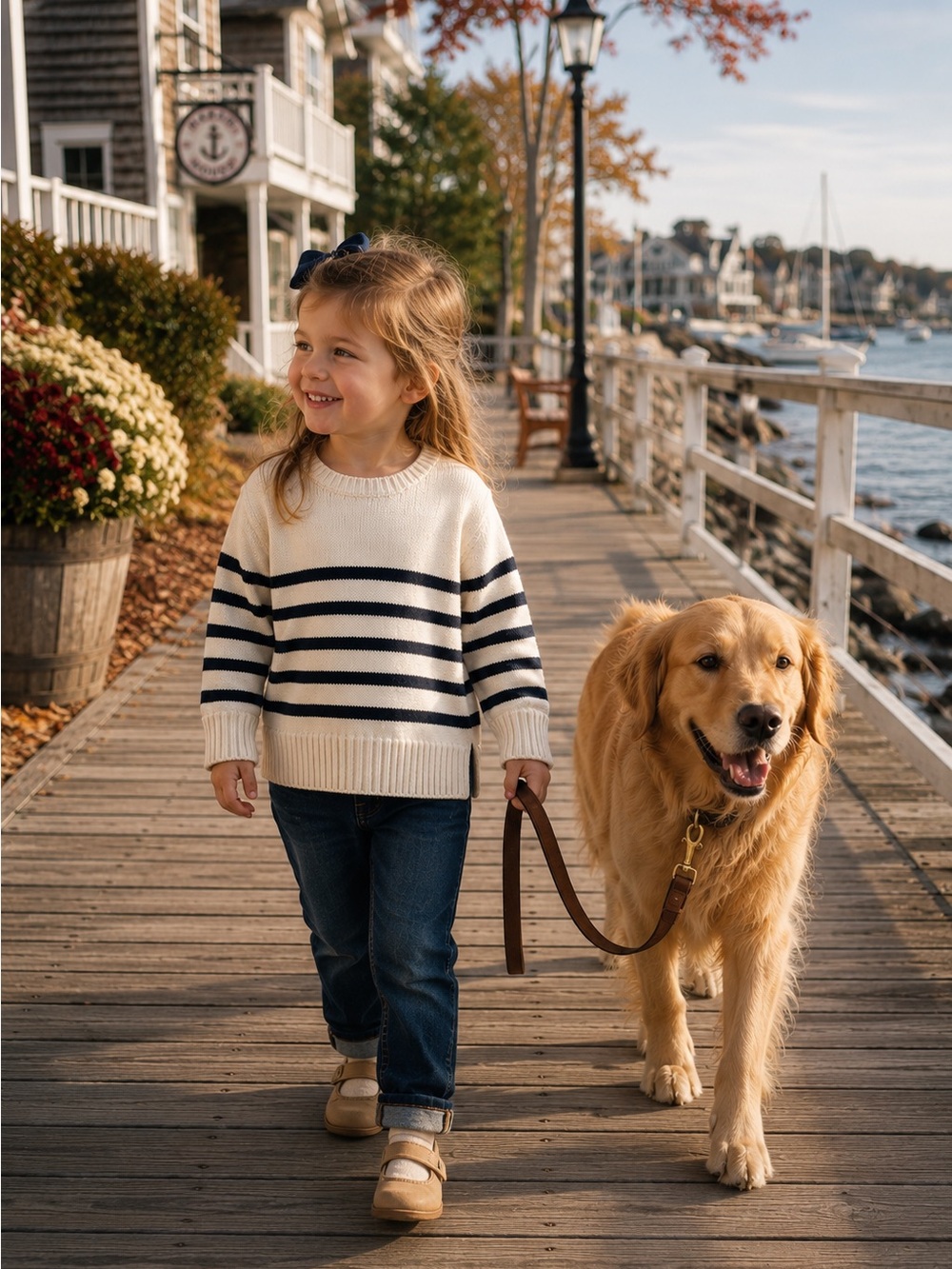 Gap Kids Striped Cotton Sweater Cream Navy 4 Years